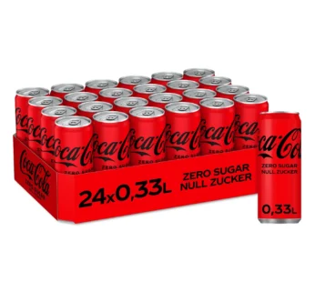 Coca-Cola Zero Sugar – Caffeinated Soft Drink with Original Coca-Cola Flavour – Zero Sugar and No Calories – in Stylish Tins (24 x 330 ml)