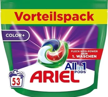 Ariel Allin1 PODS, Liquid Detergent Capsules Color+ 53 Loads, Excellent Stain Removal on 1st Wash